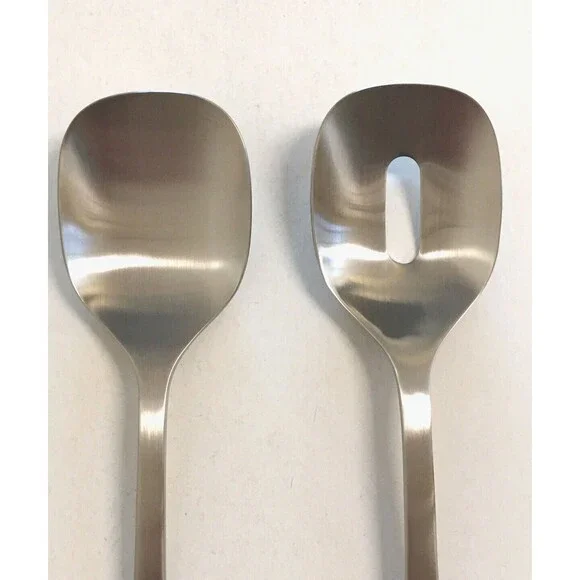 New A di Alessi 2 pc Salad Set Serving Spoons by Jasper Morrison 2004 Flatware